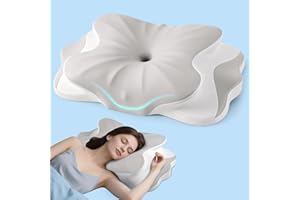 HOBEST Cervical Neck Pillow - Neck Support Pillows for Sleeping, Contour Memory Foam Pillows for Side, Back & Stomach Sleepers, Ergonomic Neck Pillow with Breathable Cover (Grey)