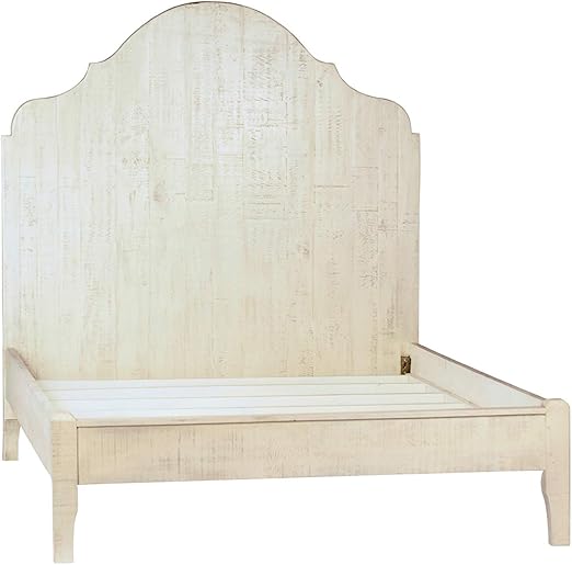 Amazon Com Salvaged White Wash Arched Headboard Queen Bed Solid Hardwood Construction With Beautiful Off White Textured Finish