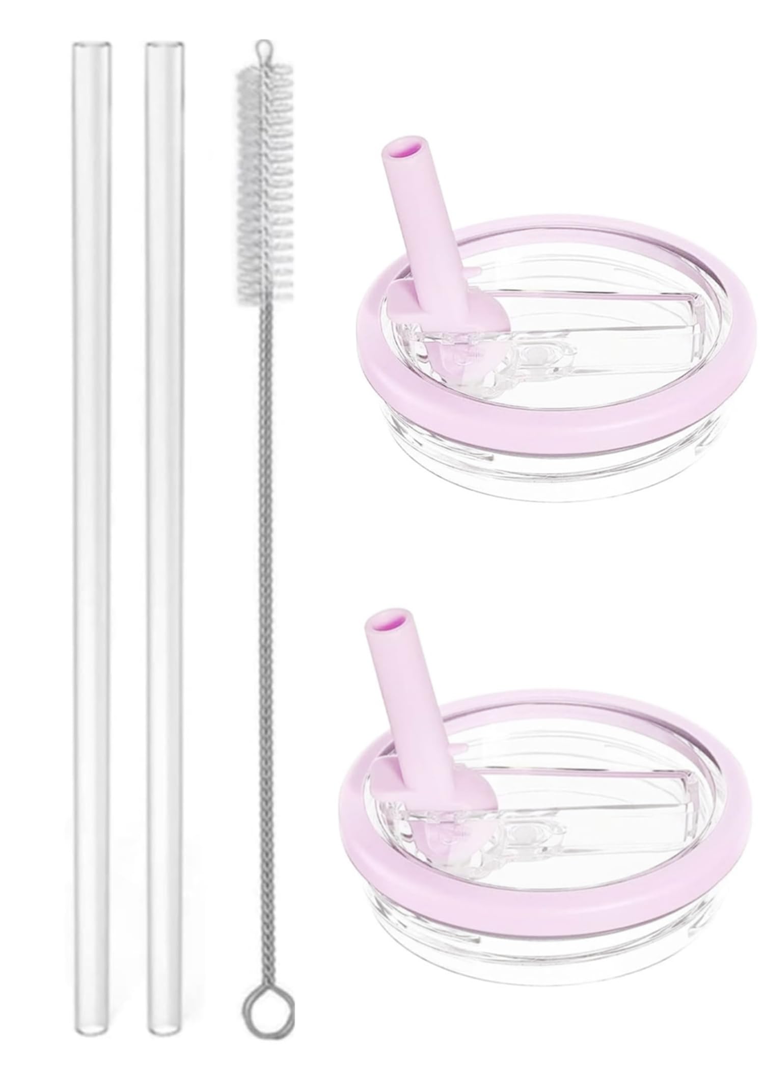 Photo 1 of Rimoleur 32 oz Tumbler Flip Straw Lid Replacement Fit for HydroJug?Only?,2 Pack Leak Proof Lid,Replacement Spill Proof Reusable Tumbler Cover Compatible with 32oz HydroJug Cup Accessories (Pink)