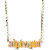Sorority Shop Alpha Phi Necklace — AP Old English Font Design, 18K Gold Plated, Alpha Phi Gifts for Women