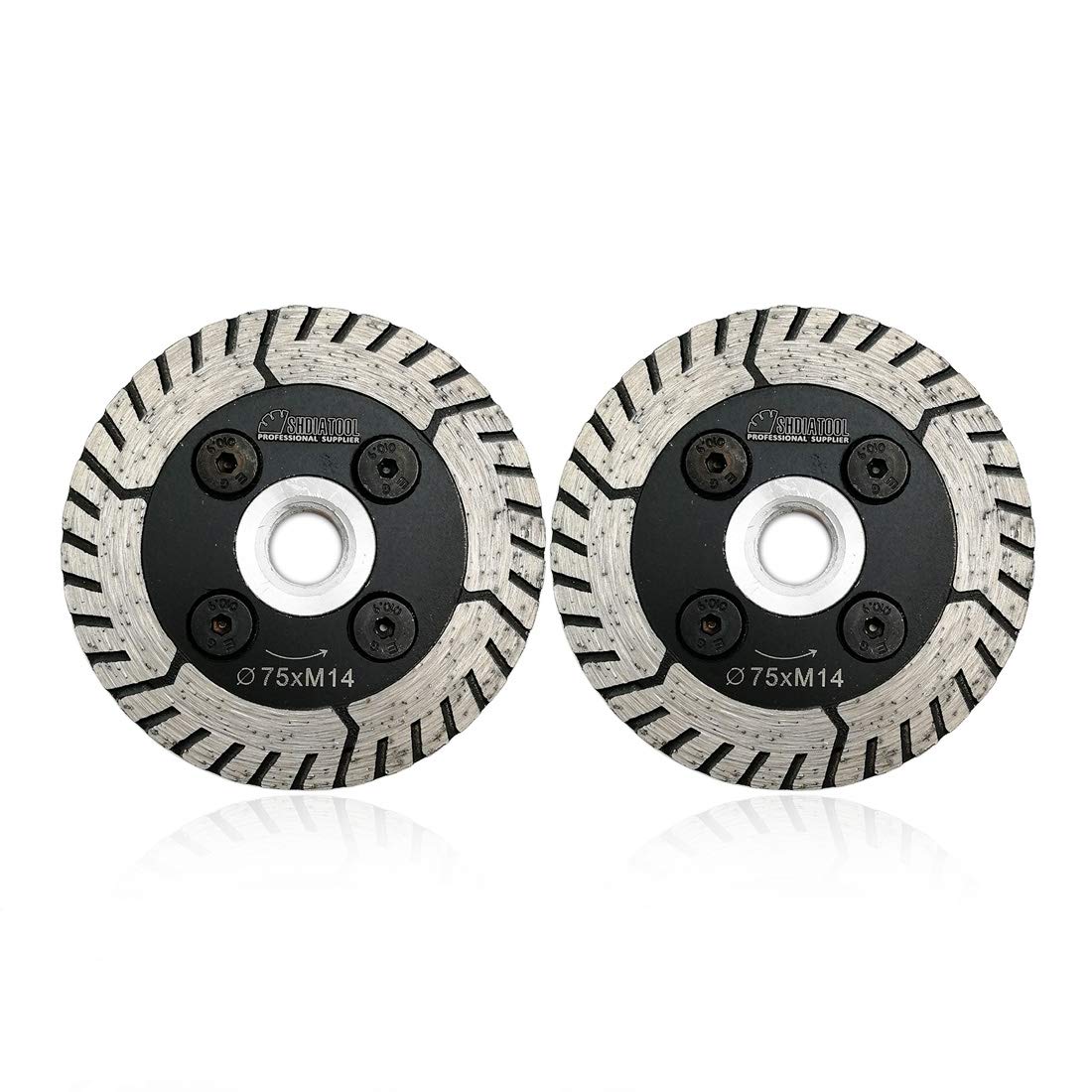 SHDIATOOL Diamond Cutting Grinding Disc 2PK 3 Inch / 75mm Dual Blade Saw Blade for Granite Marble Concrete