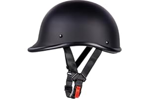 Yesmotor Motorcycle Helmet Half Shell Hawk Style Helmets Compact Lightweight Open Face for Motorcycle Street Bike Cruiser Moped - DOT Approved (Matte Black,L)