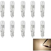 YYTQP 10 PCS T5 Car Wedge Light, 12V 1.2W Miniature Bright Auto Dashboard Gauge Side Light Bulb Lamp, Multifunctional Width Indicator Light, Instrument bulb, Lighting Accessories for Most Cars (White)