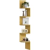 VASAGLE Corner Shelf Wall Mount, 5-Tier Floating Corner Bookshelf | Plant Shelf for Bedroom, Living Room, Kitchen, Home Office, Natural Oak, CUSTOS Collection, ULBC072Y70