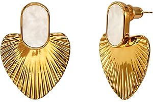 CelebWonde Black/White/Red/Green/Pink/Beige gold earrings for women-24K Gold Plated Heart Statement Earrings | Fashion Vintage Chunky Gold Drop Earrings | Trendy Prom Wedding Beach Dangle Earrings.