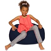 Posh Creations Bean Bag Chair for Kids, Teens, and Adults Includes Removable and Machine Washable Cover, Solid Navy Blue, 27in - Medium