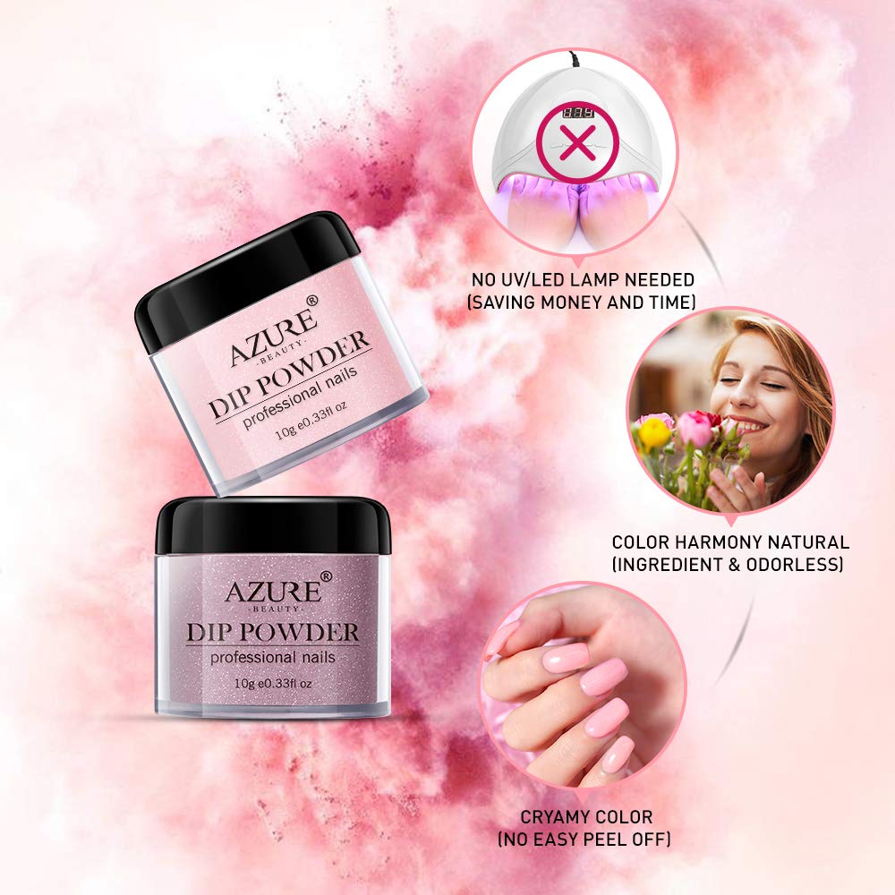 AZUREBEAUTY Nude Gray 8 Colors Dipping Powder Nail Starter Kit Acrylic Dipping Powder System Essential Kit for French Nail Manicure Nail Art Set : Beauty