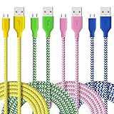 Micro USB Cable, 4-Pcs 6ft(2M)Ansfen Premium Nylon Braided Tangle-Free USB 2.0 High Speed Data Sync Charger Cables For samsung HTC One X M8,Motorola G X,Nokia Lumia and more (Yellow,Green,Blue,Pink)