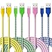 Micro USB Cable, 4-Pcs 6ft(2M)Ansfen Premium Nylon Braided Tangle-Free USB 2.0 High Speed Data Sync Charger Cables For samsung HTC One X M8,Motorola G X,Nokia Lumia and more (Yellow,Green,Blue,Pink)
