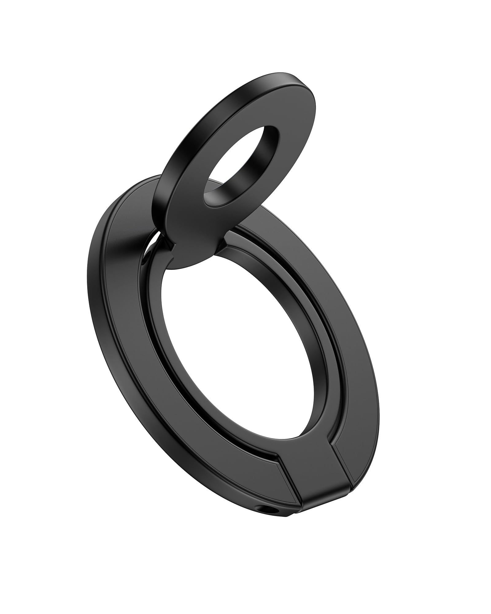 Phone Ring Holder Grip with Dual-Side Magnets, Universal Magnetic Kickstand Stand, Wireless Charging Friendly, Foldable for iPhone 17e 17 Pro, Samsung, Case, Desk, Car Mount, MagSafe Compatible-Black