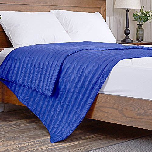 puredown Nylon White Goose Down Indoor/Outdoor Camping Blanket Blue