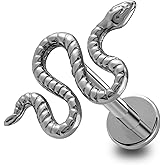 FINE4U 1PC Helix Conch Piercing Jewelry for Women 16G 6mm 8mm - ASTM F136 Titanium Cartilage Flat Back Earring Stud