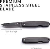 Whitby Pocket Knife Stainless Folding Knife Black Pakkawood Handle 2.25" Blade view 4