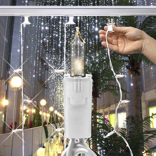 (35) Bulbs - Clear Mini Christmas Lights - Length 17 ft. - Bulb Spacing 6 in. White Wire - 120V Professional Christmas Light Curtain Strand