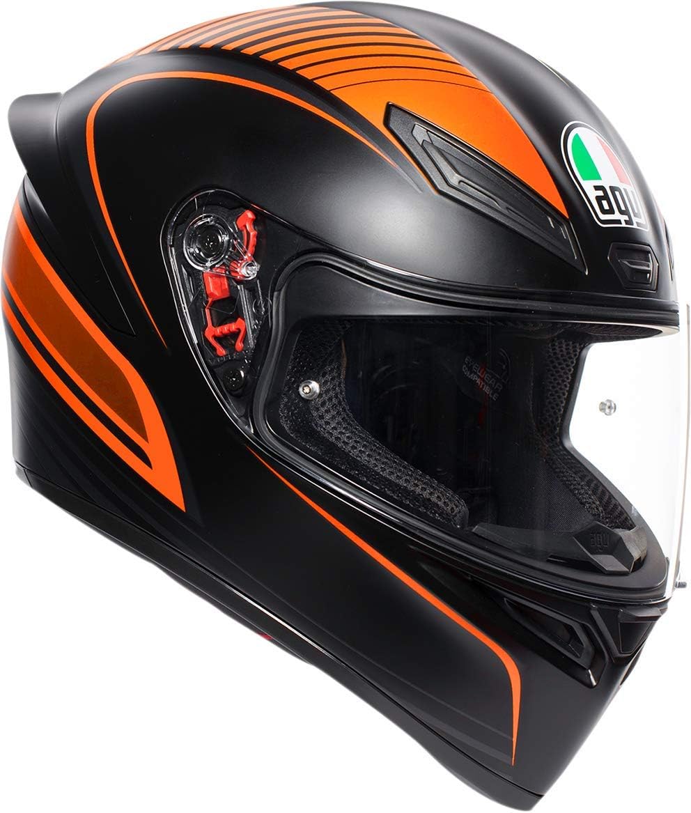 AGV Unisex-Adult Full Face K-1 Warmup Motorcycle Helmet (Black/Orange, Large)