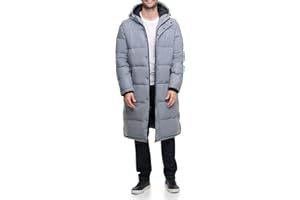 DKNY Mens DKNY Men's Arctic Cloth Hooded Extra Long Parka Jacketdown-alternative-outerwear-coats