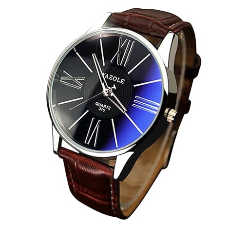 MEIbax Luxus Mode Leder Herren Glas Quarz Analog Armbanduhr Uhren Digital Ultra Dünne Minimalistische Quarz Uhr