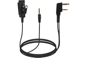 HYSHIKRA Universal 2-Pin K1 to 3.5mm Audio Adapter with PTT(Push to Talk) Compatible with BaoFeng UV5R 888S, Kenwood Radios & 3.5mm Audio Input Interface Headsets with Built-in Mics
