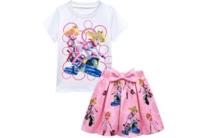 Princess Peach Cosplay Costume Girls Kids Cartoon Short Sleeve Tutu Skirt Dance Dress 2Pcs Outfit Top Tee