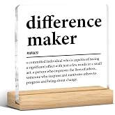 Difference Maker Gift Appreciation Desk Decor for Coworker Teacher | Thank You Gift for Men Women, Employee Staff, Coach Mentor Boss Leader, Office Cubicle Sign, Acrylic, 4 x 4 Inch, Set of 1