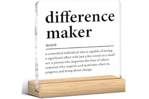 YUZI-N Difference Maker Gifts for Teacher Coach Mentor Boss Leader, Thank You Appreciation Gifts for Coworkers Employee Staff Women Men Motivational Office Desk Decor Cubicle Acrylic Sign, 4 x 4 Inches