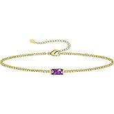 JSJOY Valentines Day Gifts Birthstone Bracelets for Women Gold Dainty Link Bracelet Birthstone Jewelry Birthday Gifts for Her Mom Wife Girlfriend Anniversary Jewelry