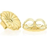 Art and Molly 14k Yellow Gold Earring Back Replacement Secure and Comfortable with Ear Locking Tension Grip Tight Nut (Medium)