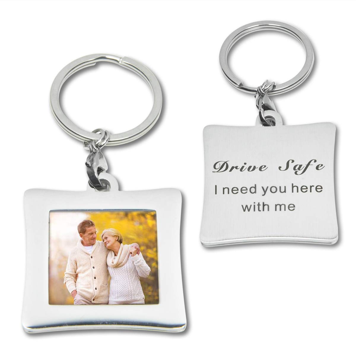 Elechobby Drive Safe Keychain I Need You Here With Me Gifts for Husband Dad Boyfriend, Drive Safe Photo, Medium