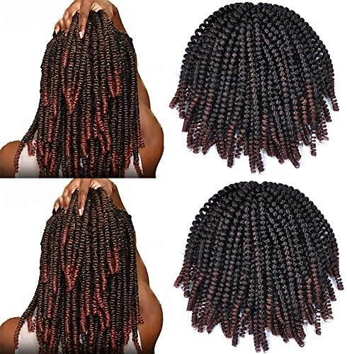 Mychanson 3 Packs Afro Spring Twist Crochet Fluffy Braids Bomb Twist Crochet Synthetic Jamaican Bounce Hair Extension 8inch(T330#)