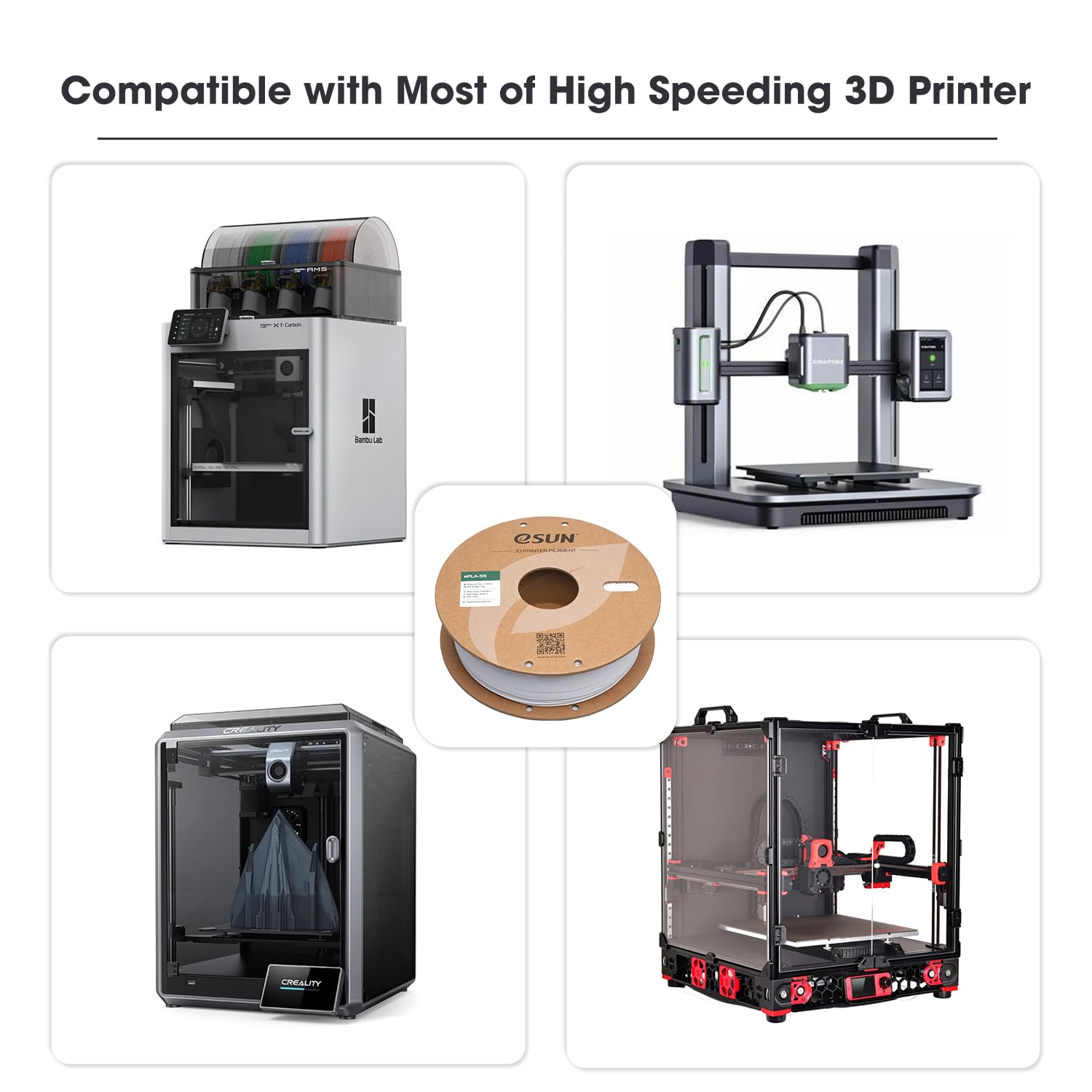 eSUN PLA Filament 1.75mm, PLA Basic 3D Drucker Filament Maßgenauigkeit +/- 0.03mm, 1KG Spule (2.2 LBS) Super Speedy PLA Filament für 3D Drucker,Hellgrau 7