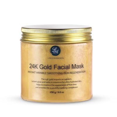 Lagunamoon 24K Gold Facial Mask 8.8 oz Gold Face Mask for Anti Aging Anti Wrinkle Facial Treatment Pore Minimizer, Acne Scar Treatment & Blackhead Remover 250g