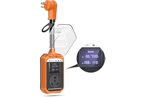 EyGde Smart 15 Amp to 30 Amp RV Adapter with Surge Protector Waterproof Real Time Monitor(Amps,Watts,Volts) - LED Digital Display RV Circuit Analyzer Voltage Protection for RV Camper Trailer, Orange
