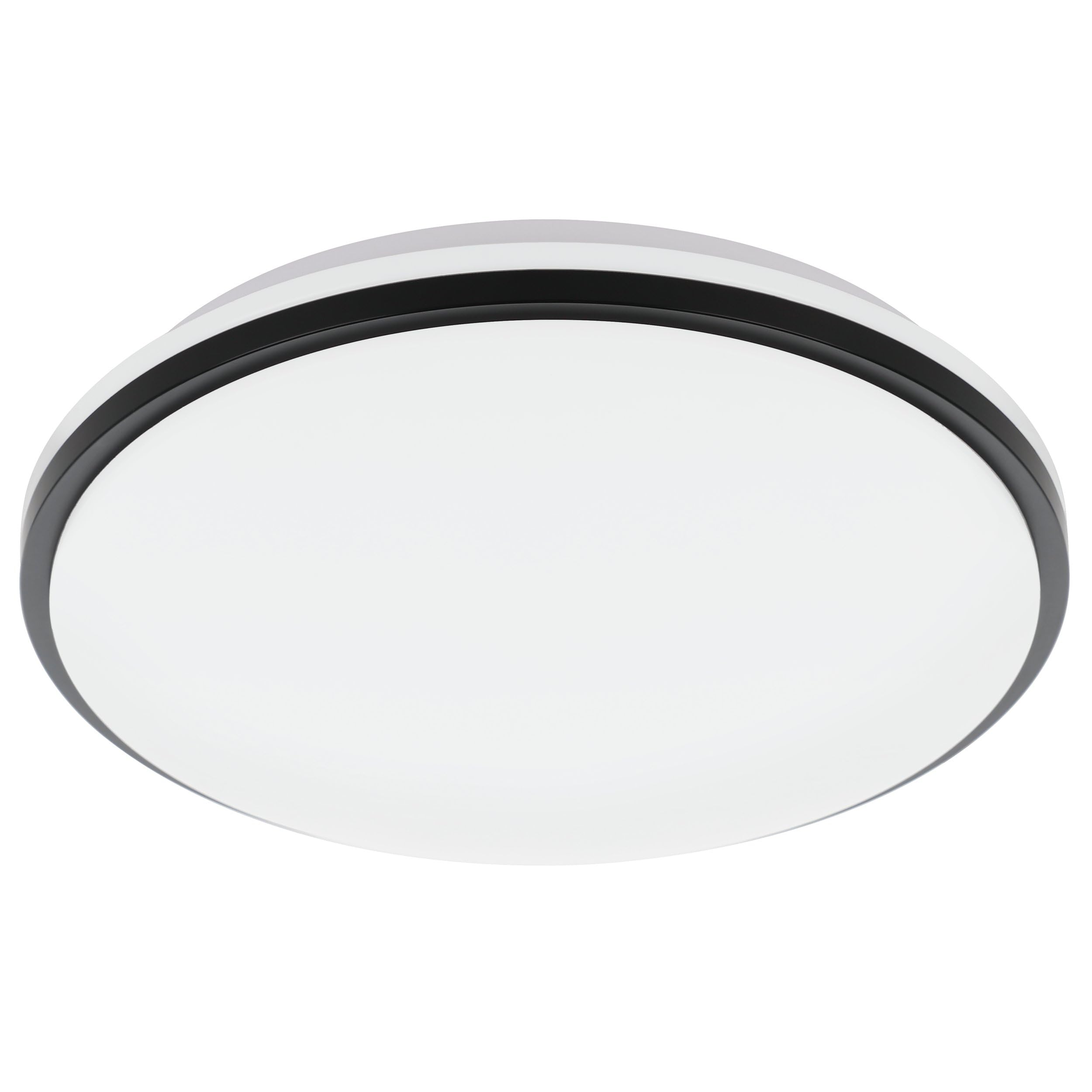 Eglo LED Ceiling Light Panel Pinetto, Flush Mount lamp, Round wall lamp Made of Black and White Plastic, White Metal, Kitchen and Bathroom Lighting, Neutral White, IP44, Ø 14 in