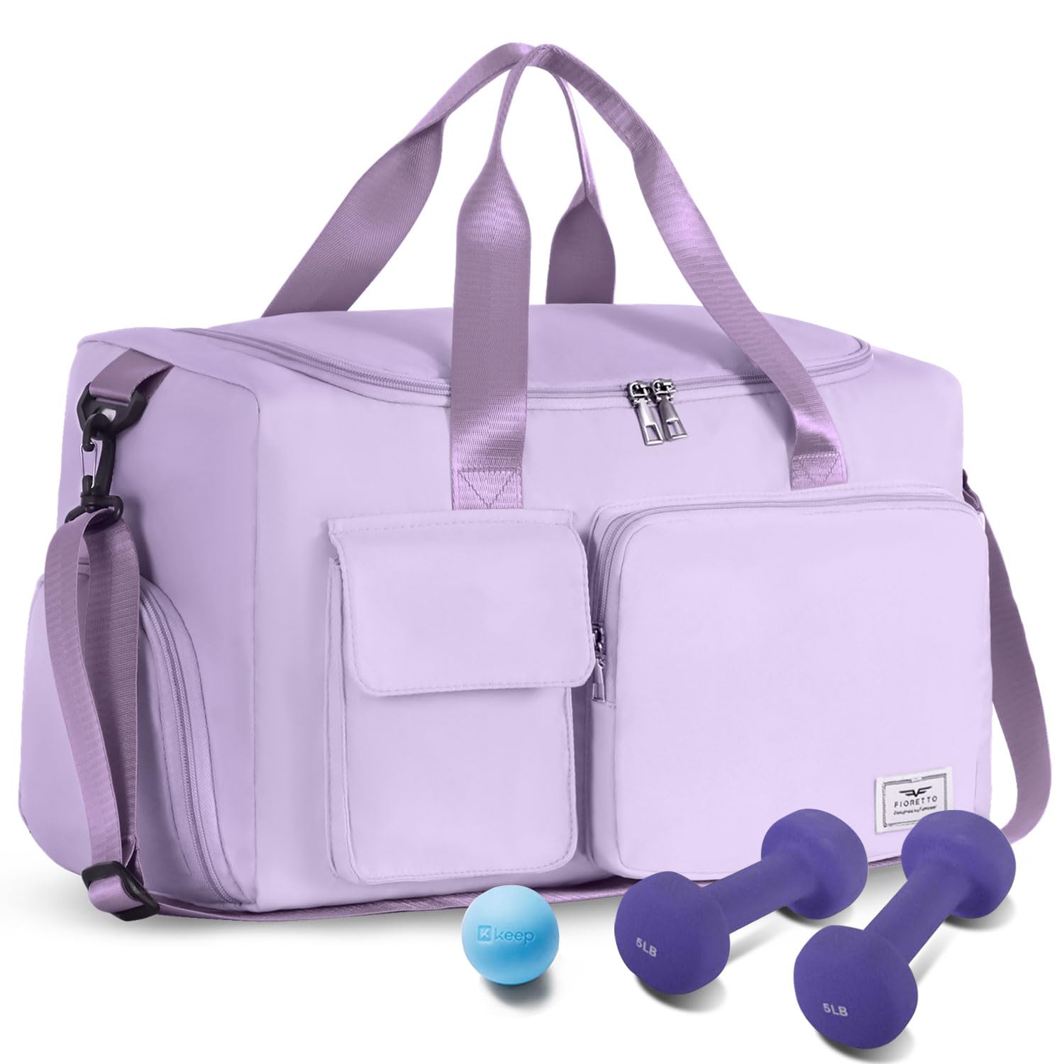FIORETTO Women's Gym Duffle Bag with Shoes Compartment, 37L Capacity, Ideal for Travel, Gym, Sports, Duffel, Weekender