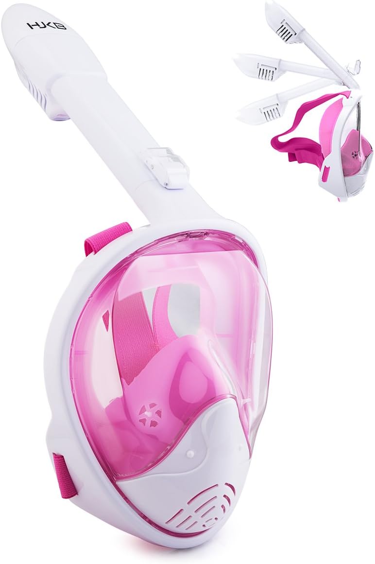 Snorkel Mask,180°Full Face Snorkeling Diving Mask Set with Panoramic View