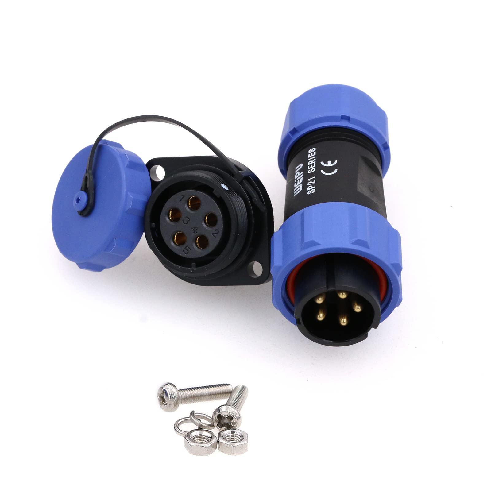 ZBLZGP WEIPU SP21 5 Pin Industrial Plastic IP68 Male Plug Female Socket Waterproof Connector Flange Cable Wire Aviation Connectors SP2110/P+SP2113/S — image 1