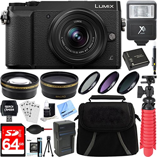 Panasonic-LUMIX-GX85-4K-Black-Mirrorless-Interchangeable-Lens-Camera-w-12-32mm-Lens-64GB-SDXC-Memory-Card-Gadget-Bag-37mm-Filter-Kit-Wide-Angle-Telephoto-LensCard-ReaderMini-Tripod-More