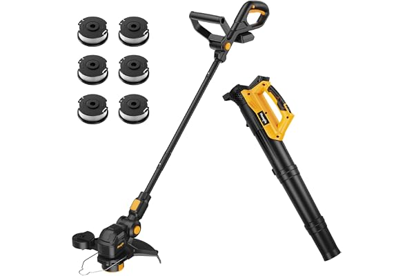 Cordless Weed Eater & Leaf Blower Combo Compatible with Dewalt 20V Max Battery(Tool Only), 12" Weed Wacker & String Trimmer E