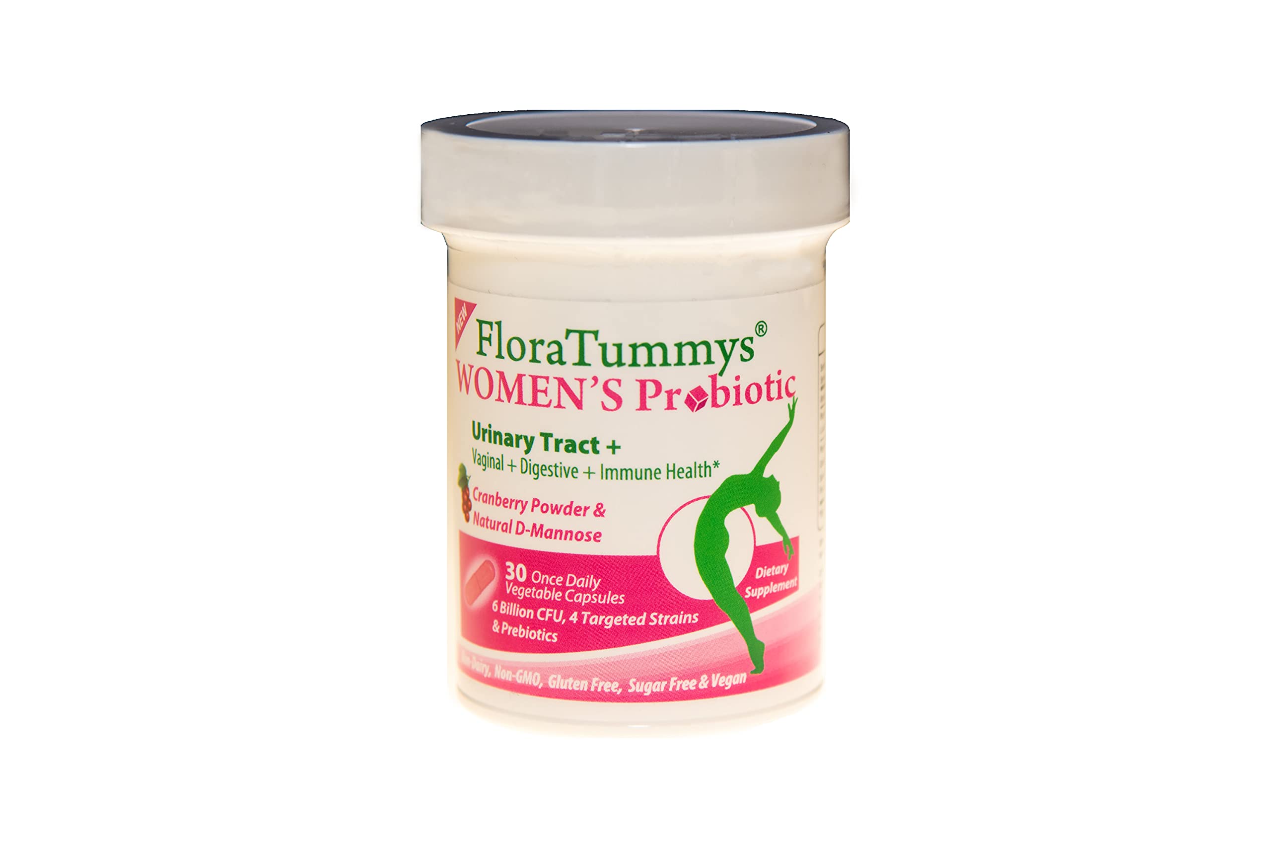 FloraTummys Women's Probiotic, Urinary + Digestive + Immune System Health, Cranberry Juice Powder, D. Mannose