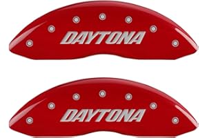 MGP Caliper Covers 12162SDAYRD Red Brake Covers Fits 2011-2020 Dodge Charger/Challenger (Dual Piston Front Caliper) Engraved with Daytona (Front/Rear Covers; set of 4)