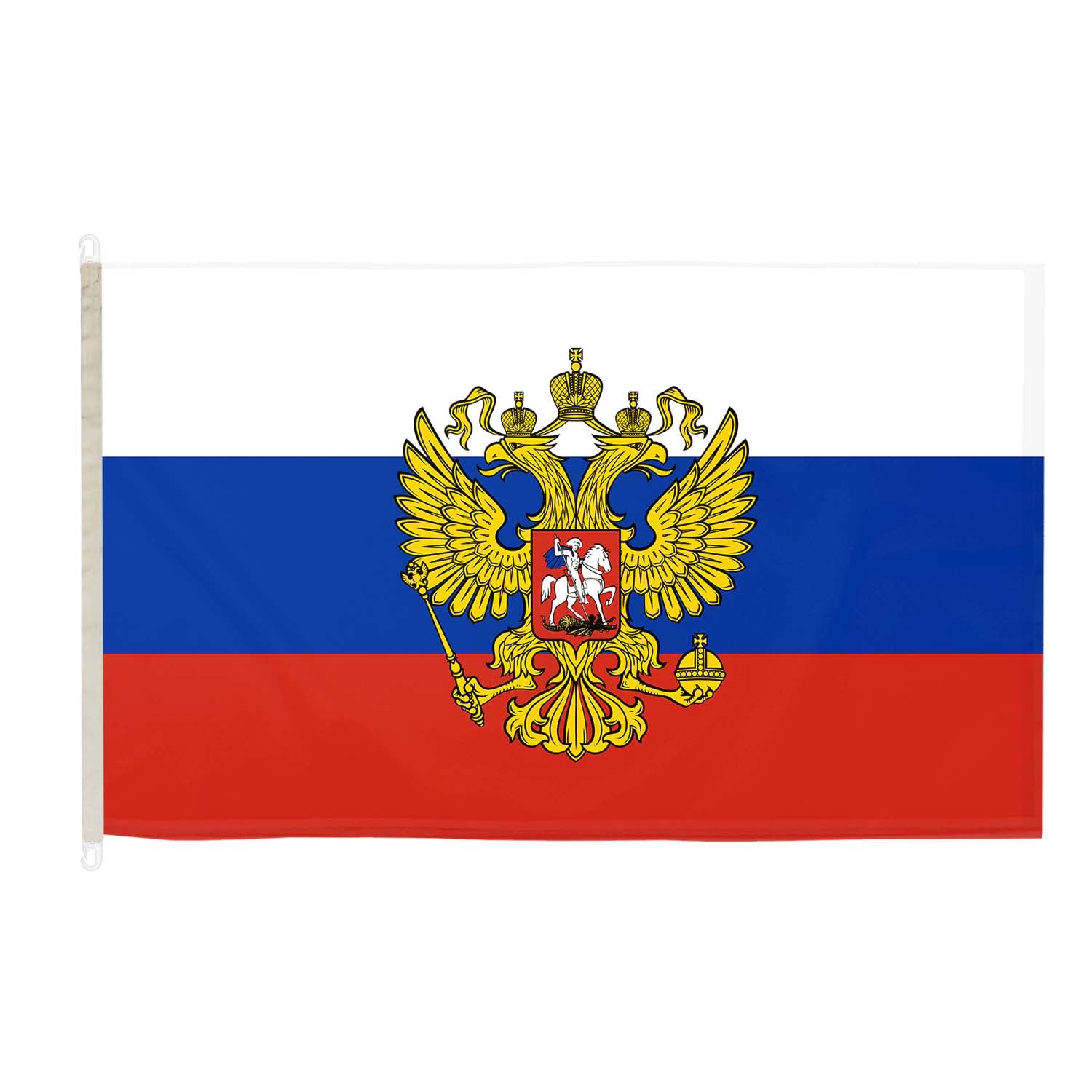 DuraFlag Russia Crest 5ft x 3ft with Clips/Hooks - Premium Quality 5x3 Russian Flags