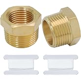 Jersvimc 2Pcs Brass Bushing 3/4 to 3/8 NPT Reducer | Brass Reducer, 3/4" NPT Male to 3/8" NPT Female, Pipe Fitting, For Hose Tube