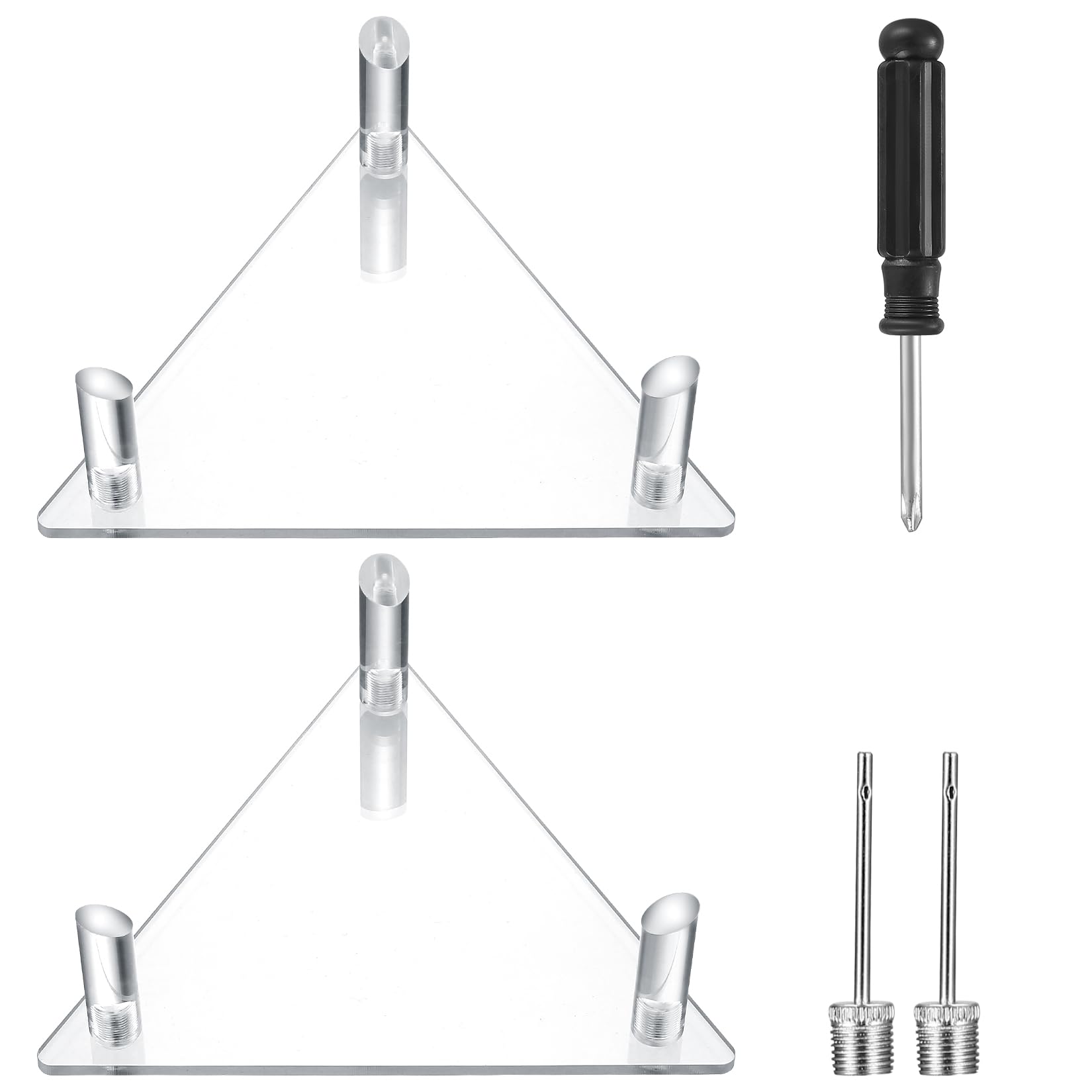 2 x Triangle Football Stand Display - Clear Acrylic Holder for Basketball, Soccer, Rugby, Volleyball - Sport Ball Storage