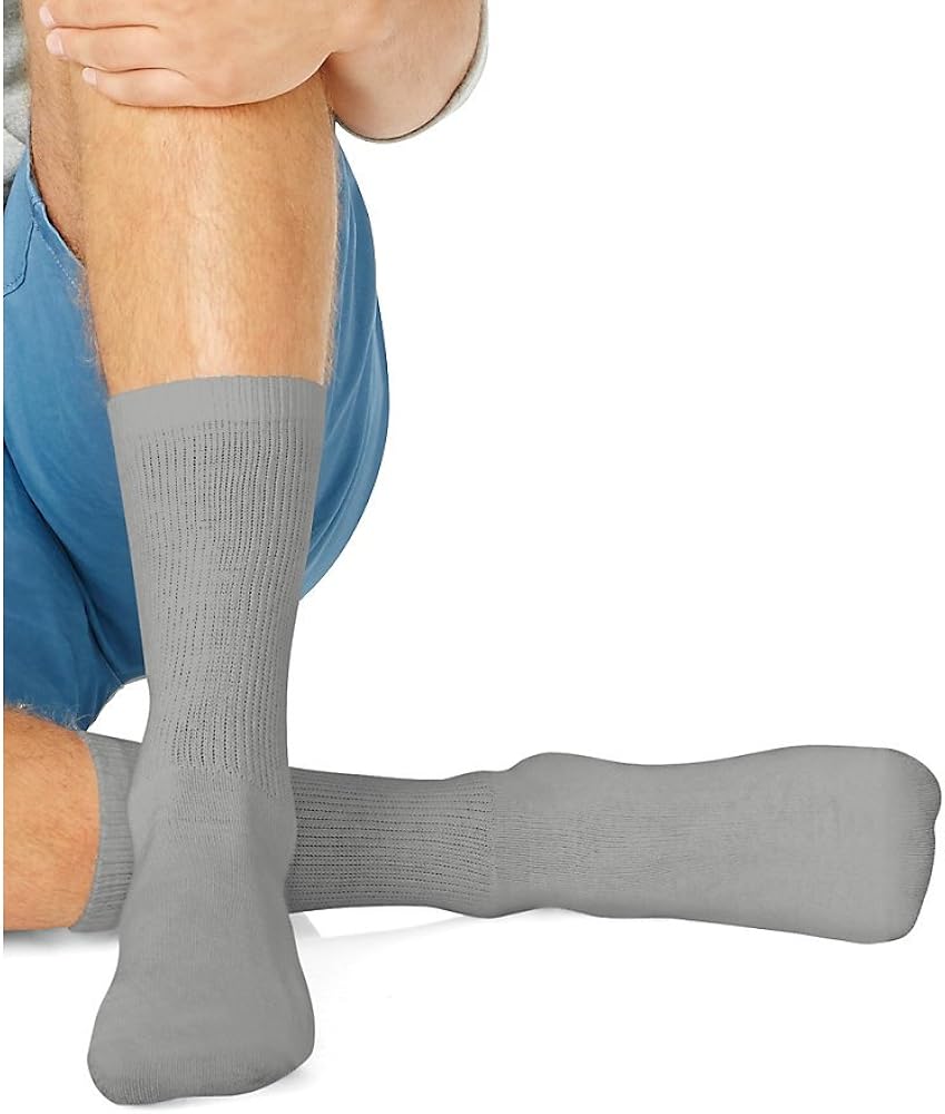 Hanes Men's Cushion Crew Socks 12Pack_Grey Clothing
