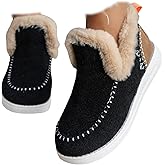 JJYCXAEW Women's Winter Snow Boots Warm Plush Faux Fur Lining Anti-Slip Slip on Loafer Slip on Ankle Booties, Warm Plush Short Boots Anti-Slip Outdoor Comfortable Casual Fluffy Shoes