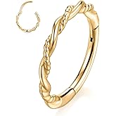 PEAKLINK 16G Nose Hoop Ring 316L Surgical Steel Conch Cartilage Helix Earring Tragus Rook Daith Septum Piercing Jewelry 8mm 10mm for Women Men