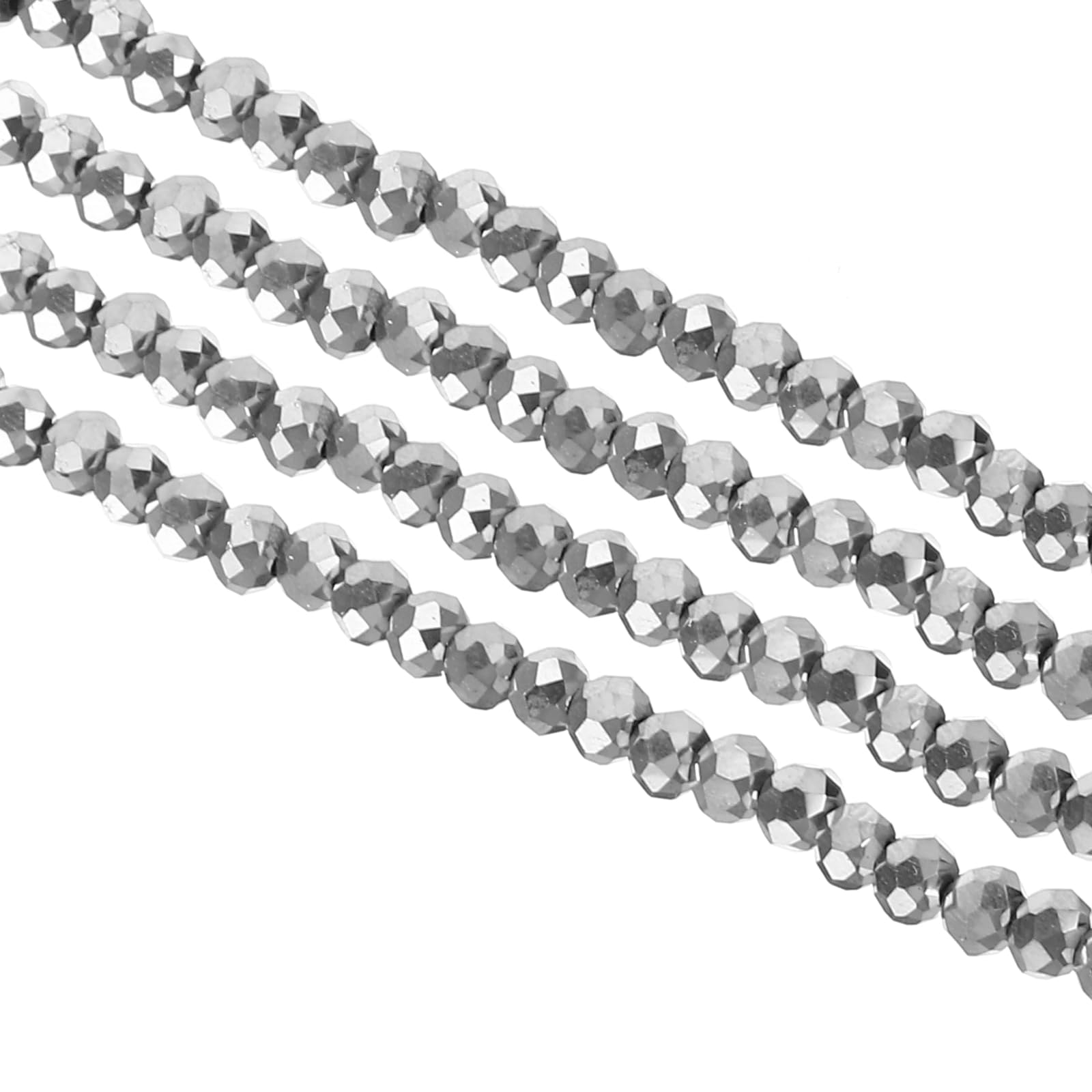 PATIKIL 4 mm Briolette Rondelle Glass Beads, 550Pcs/5Strands Small Round Faceted Crystal Bead for Jewelry Making Earrings Bracelets Necklaces Rings DIY, Silver — image 1