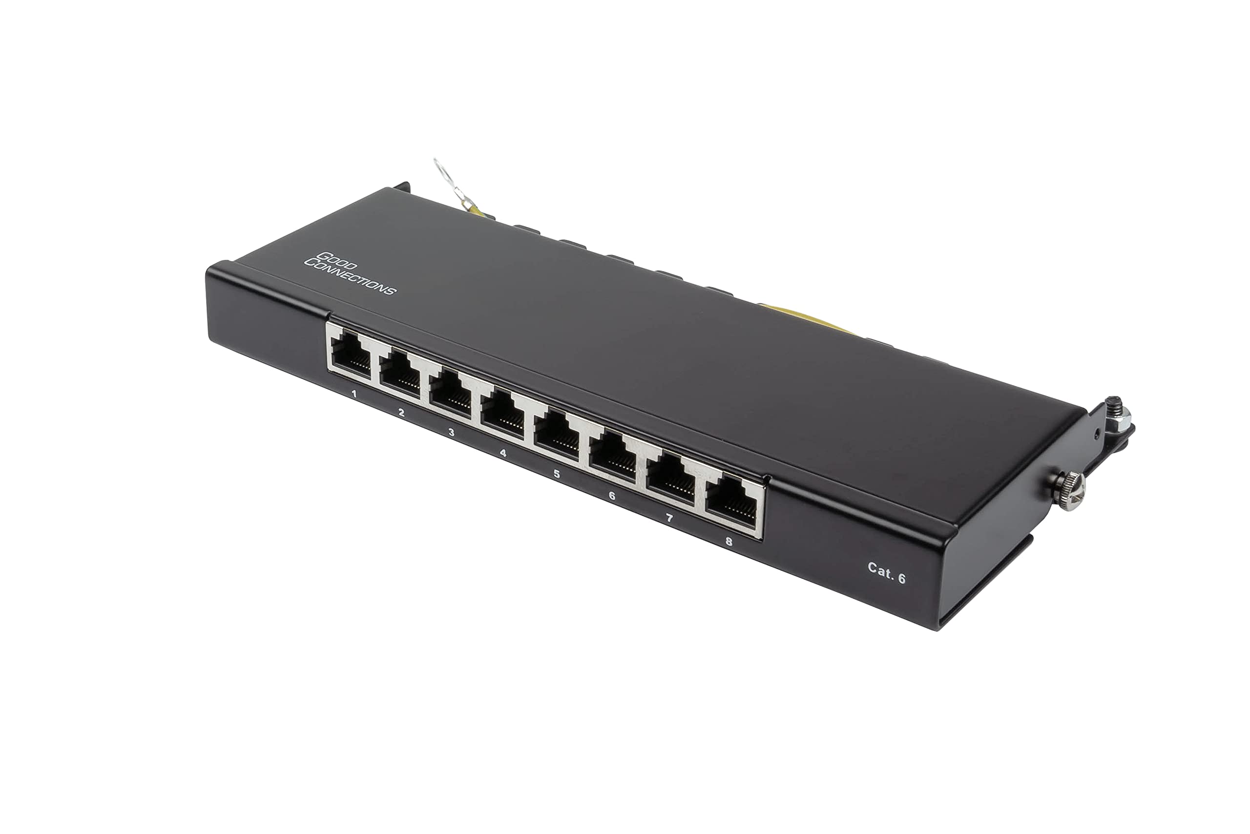 Good Connections® Patch panel/patch panel - desktop - cat. 6, 250 MHz - gigabit capable - 8 port - 0.5 HE - STP shielded - tool opening - jet black (RAL9005)