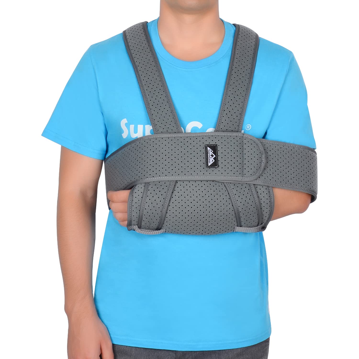 supregear Arm Sling Shoulder Immobilizer, Adjustable Comfortable Shoulder Immobilizer Sling Swathe Breathable Shoulder Support Brace for Injured Arm/Hand/Elbow (Dark Grey, Standard)