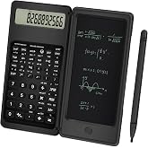 TRELC Scientific Calculator with Notepad, Calculator for Student, Black | 10 Digits LCD Display Calculator with Writing Pad, Foldable Calculator for Middle School High School, Battery Powered